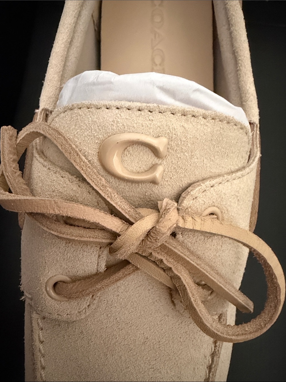 Coach Woman’s Ivory Suede Sculpt C Boat Shoe size 9B NIB - Picture 11 of 16